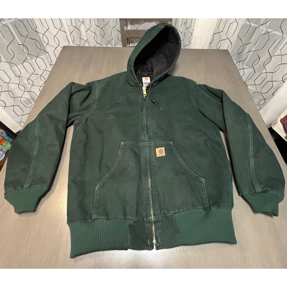 Carhartt J130 SPC Hunter Green Sandstone Active Jacket Flannel Lined Mens Medium
